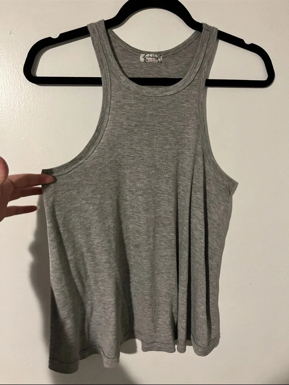 Free People Heather Gray Ribbed High-Neck Tank